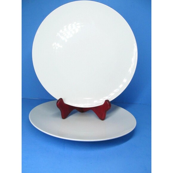 Noritake Nippon Toki Kaisha Japan White Coupe 10 .5" Dinner Plates Set of 2 - Picture 6 of 12